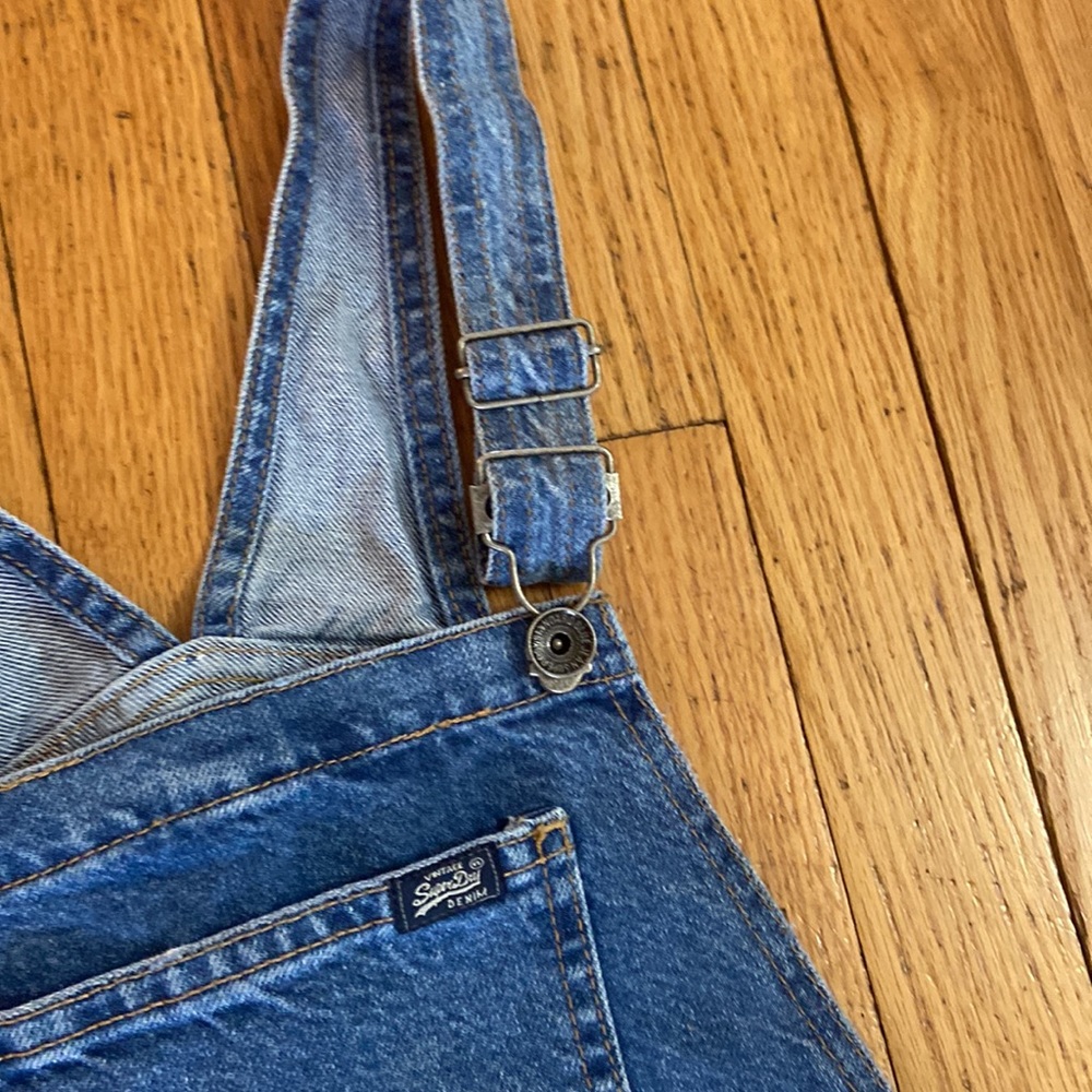 Super Dry Dungaree Dress Denim Jumper Overall sz XS - Picture 7 of 12